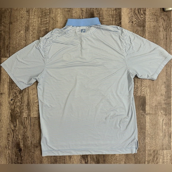 FOOTJOY BLUE STRIPED SHORT SLEEVE GOLF POLO SHIRT XL SAUCON VALLEY COURSE - Picture 3 of 7
